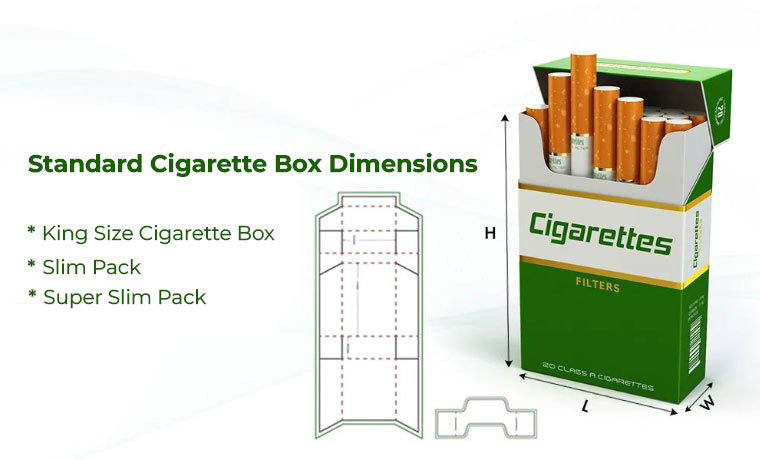 standard cigarette box dimensions