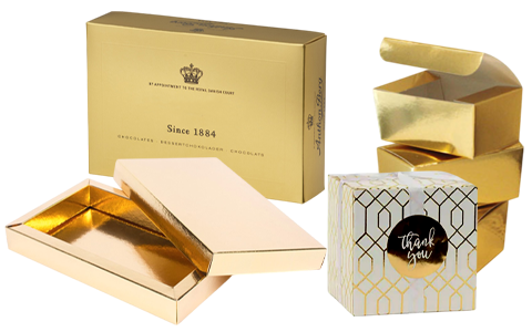 mailer box with gold foil